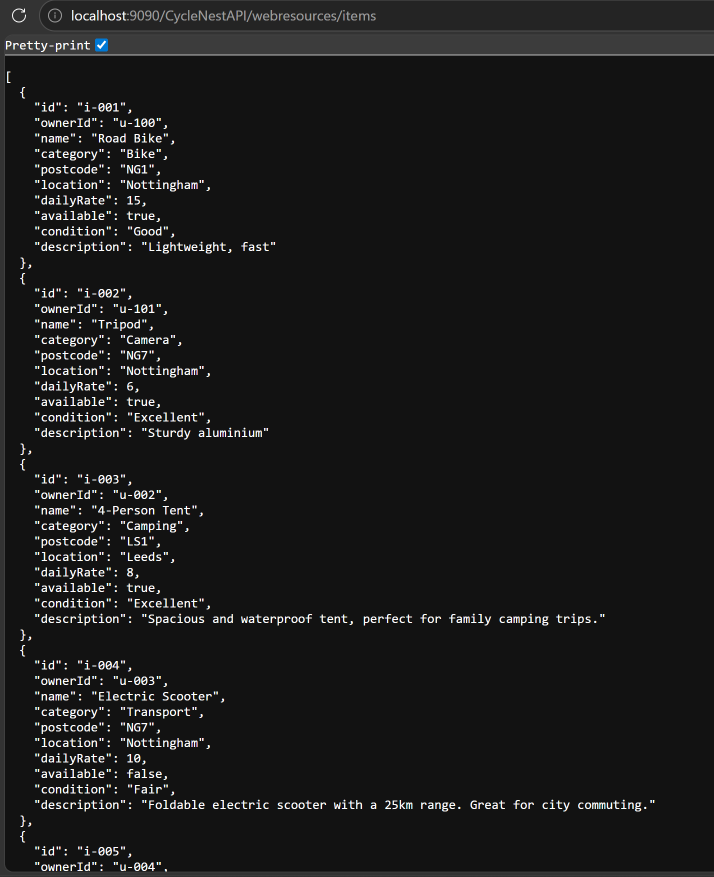 CycleNest API feature